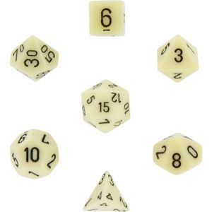 Polyhedral 7-Die Opaque Dice Set - Ivory with Black